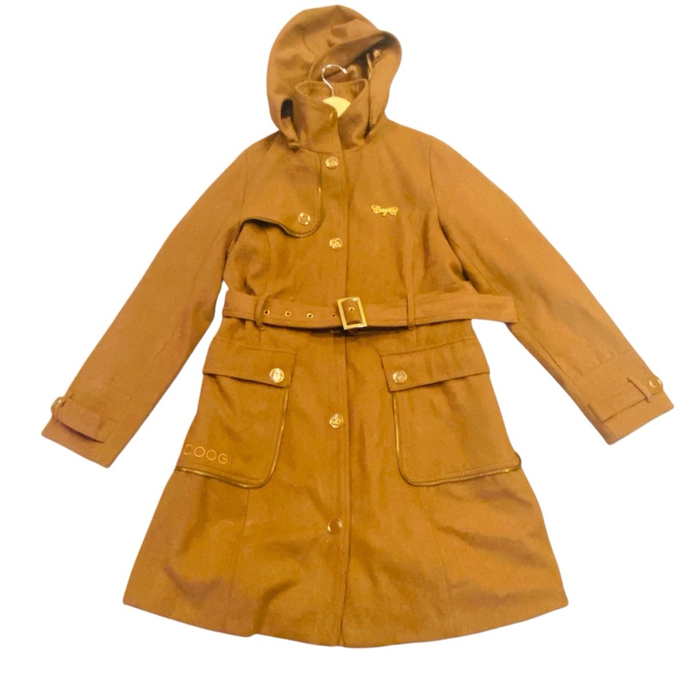 COOGI Womens Brown Vintage Pea Coat